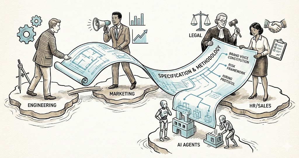 Spec-driven development applied across marketing, legal, sales, HR, and product domains